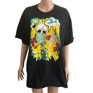 Black Critical Concentrates Nu-Skool Tattoo Skull Grenade TShirt XL gangster 710